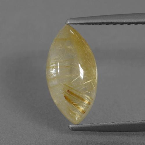 Medium Yellow Rutile Quartz Gem - 2.6ct Marquise Cabochon (ID: 436676)