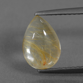 Amarillo pálido Cuarzo Rutilado Gema - 2.2ct Cabujón Pera (ID: 436690)