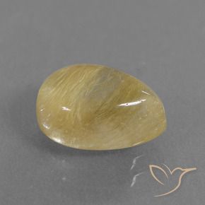 2.74 ct Yellow Rutile Quartz Stone, Natural Rutile Quartz in Pear Cabochon Shape for Sale