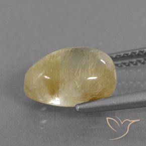 Rutile Quartz Gemstone in 10 x 7 mm (calibrated) Size for Sale, Rutile Quartz Stone in Light Dijon Yellow Color