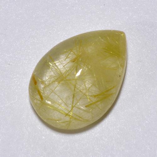 Medium Yellow Rutile Quartz Gem - 2.2ct Pear Cabochon (ID: 436738)