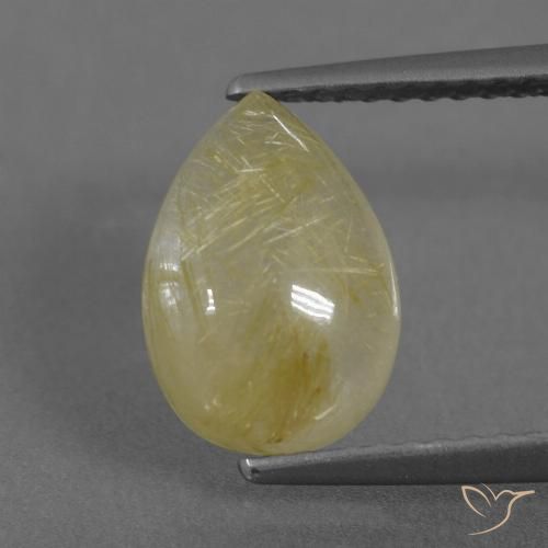 2.67ct Natural Medium Yellow Rutile Quartz, Pear Shape, Transparent