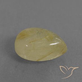 2.67 ct Yellow Rutile Quartz Stone, Natural Rutile Quartz in Pear Cabochon Shape for Sale
