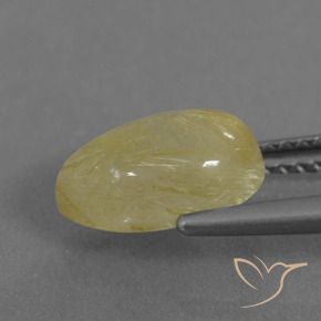 Rutile Quartz Gemstone in 10.4 x 7.3 mm Size for Sale, Rutile Quartz Stone in Medium Yellow Color