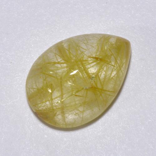 Banana Yellow Rutile Quartz Gem - 2.3ct Pear Cabochon (ID: 436745)