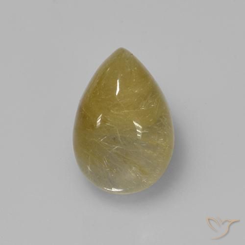 2.14ct Natural Earthy Yellow Rutile Quartz, Pear Shape, Transparent