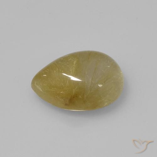 Rutile Quartz Gemstone in 10 x 7 mm (calibrated) Size for Sale, Rutile Quartz Stone in Earthy Yellow Color