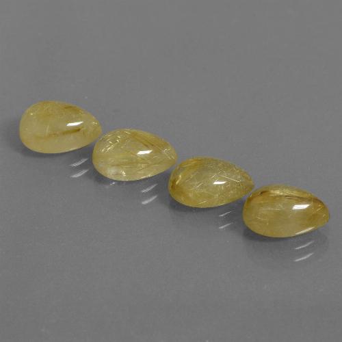 Medium Yellow Rutile Quartz Gem - 2.3ct Pear Cabochon (ID: 436770)