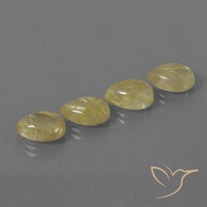9.03 ctw Yellow Rutile Quartz Stones, Natural Rutile Quartz in Pear Cabochon Shape for Sale