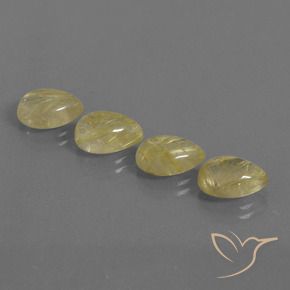 Rutile Quartz Gemstones in 10 x 7 mm (calibrated) Size for Sale, Rutile Quartz Stones in Light Earthy Yellow Color