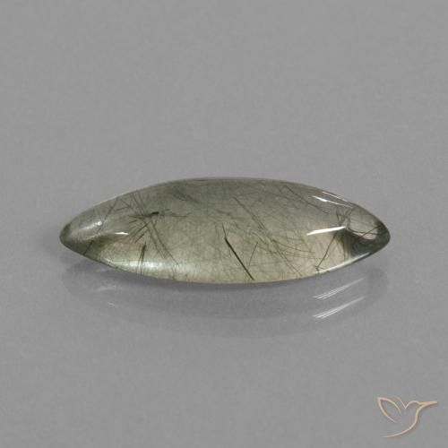 7.05 ct White Rutile Quartz Stone, Natural Rutile Quartz in Marquise Cabochon Shape for Sale