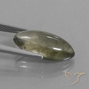 Rutile Quartz Gemstone in 19.4 x 9.6 mm Size for Sale, Rutile Quartz Stone in Clear with Inclusion Color