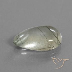 9.20 ct White Rutile Quartz Stone, Natural Rutile Quartz in Pear Cabochon Shape for Sale