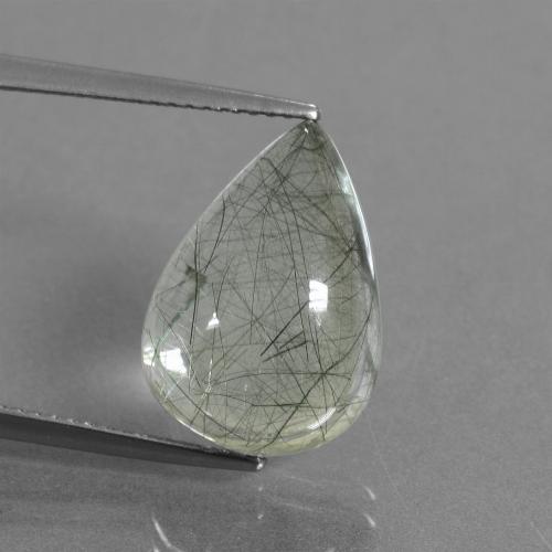 Quarzo rutilato Cabochon pera da 8,95 ct dall'India, dimensione 16,5 x 11,7mm, purezza Transparent, pietra preziosa naturale non trattati, Quarzo rutilato 1pc in colore Verde chiaro, durezza Mohs di 7 adatto per gioielli da indossare ogni giorno, Photo A