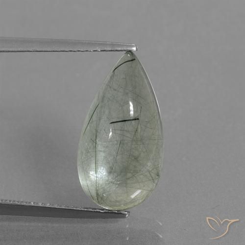 6.41ct Natural Light Green Rutile Quartz, Pear Shape, Transparent