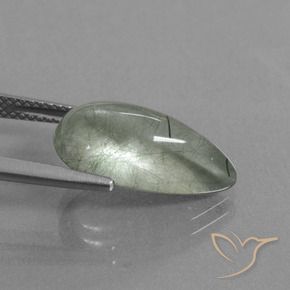 Rutile Quartz Gemstone in 17.3 x 9.4 mm Size for Sale, Rutile Quartz Stone in Light Green Color