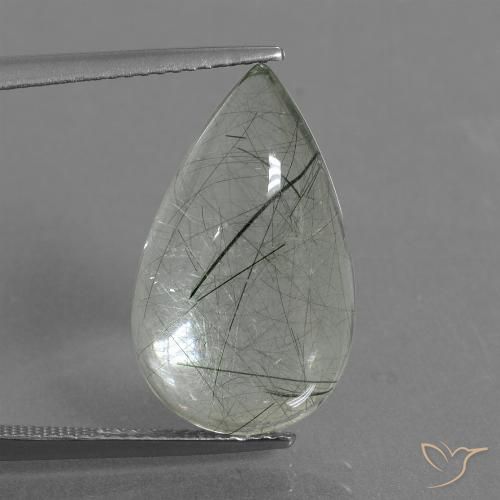 9.75ct Natural Light Green Rutile Quartz, Pear Shape, Transparent
