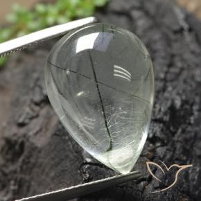Rutile Quartz Gemstone in 19.6 x 14 mm Size for Sale, Rutile Quartz Stone in Light Green Color