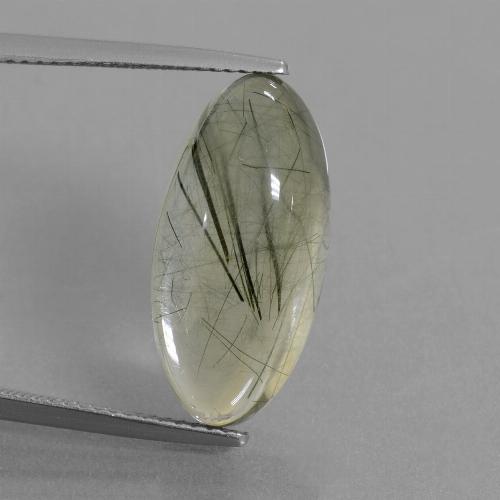 Светло-зеленый Рутиловый Кварц Камень - 11.2ct Овал Кабошон (ID: 439070)