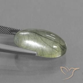 Rutile Quartz Gemstone in 19.3 x 12 mm Size for Sale, Rutile Quartz Stone in Light Green Color