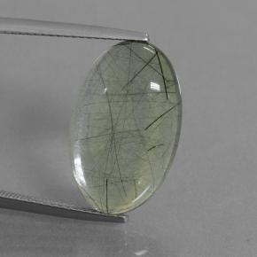 Light Green Rutile Quartz Gem - 10.8ct Oval Cabochon (ID: 439073)