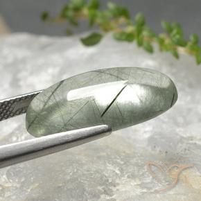 Rutile Quartz Gemstone in 21.5 x 10.5 mm Size for Sale, Rutile Quartz Stone in Light Green Color