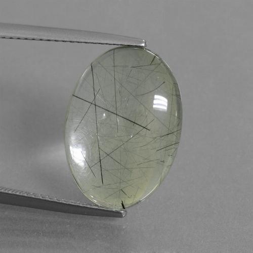 Светло-зеленый Рутиловый Кварц Камень - 8.2ct Овал Кабошон (ID: 439075)
