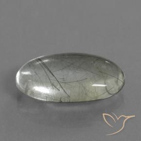 10.05 ct Green Rutile Quartz Stone, Natural Rutile Quartz in Oval Cabochon Shape for Sale