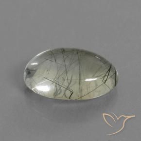 10.23 ct Green Rutile Quartz Stone, Natural Rutile Quartz in Oval Cabochon Shape for Sale