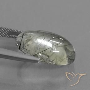Rutile Quartz Gemstone in 17.9 x 12.4 mm Size for Sale, Rutile Quartz Stone in Light Green Color