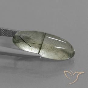 Rutile Quartz Gemstone in 21.2 x 8.9 mm Size for Sale, Rutile Quartz Stone in Light Green Color
