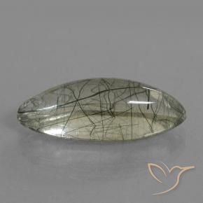 9.05 ct Green Rutile Quartz Stone, Natural Rutile Quartz in Marquise Cabochon Shape for Sale