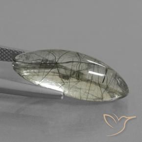 Rutile Quartz Gemstone in 22.2 x 8.9 mm Size for Sale, Rutile Quartz Stone in Light Green Color