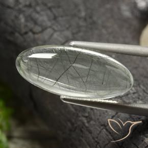 9.77 ct Green Rutile Quartz Stone, Natural Rutile Quartz in Marquise Cabochon Shape for Sale