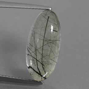 Светло-зеленый Рутиловый Кварц Камень - 7.7ct Овал Кабошон (ID: 439170)