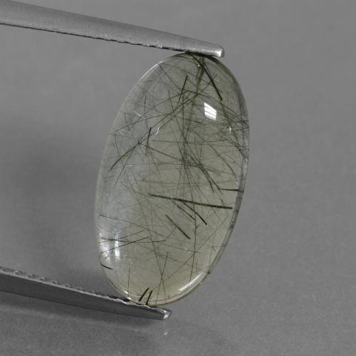 Light Green Rutile Quartz Gem - 5.6ct Oval Cabochon (ID: 439172)