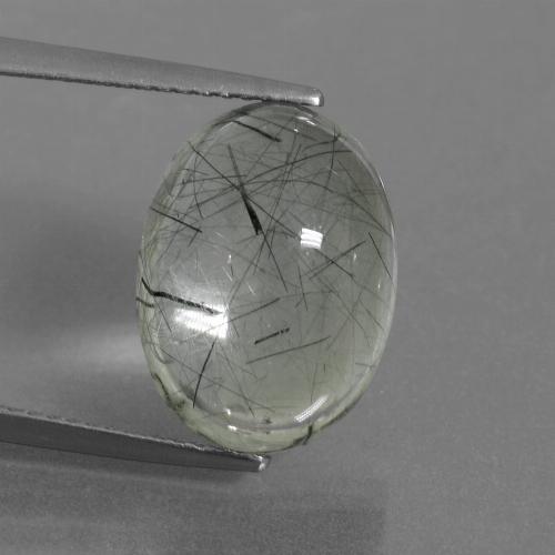 Light Green Rutile Quartz Gem - 8.6ct Oval Cabochon (ID: 439173)