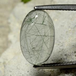 Light Green Rutile Quartz Gem - 6.7ct Oval Cabochon (ID: 439174)