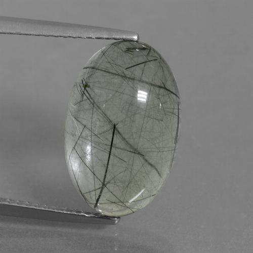 Светло-зеленый Рутиловый Кварц Камень - 8.3ct Овал Кабошон (ID: 439175)