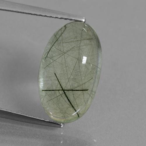 Light Green Rutile Quartz Gem - 7.5ct Oval Cabochon (ID: 439301)