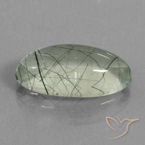 9.58 ct Green Rutile Quartz Stone, Natural Rutile Quartz in Oval Cabochon Shape for Sale