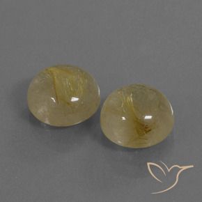 11.08 ctw Golden Rutile Quartz Stones, Natural Rutile Quartz in Round Cabochon Shape for Sale