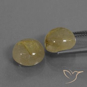 Rutile Quartz Gemstones in 11 mm (calibrated) Size for Sale, Rutile Quartz Stones in Very Light Golden-Brown Color