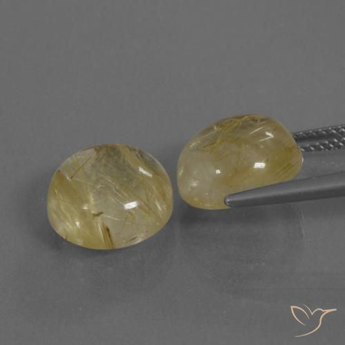 Rutile Quartz Gemstones in 11 mm (calibrated) Size for Sale, Rutile Quartz Stones in Medium Gold Color