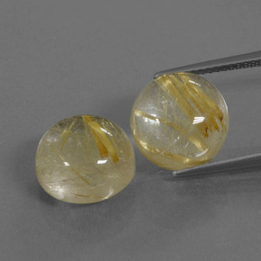 Earthy Yellow Rutile Quartz Gem - 6.5ct Round Cabochon (ID: 443223)