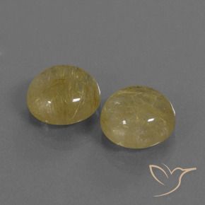 9.84 ctw Yellow Rutile Quartz Stones, Natural Rutile Quartz in Round Cabochon Shape for Sale