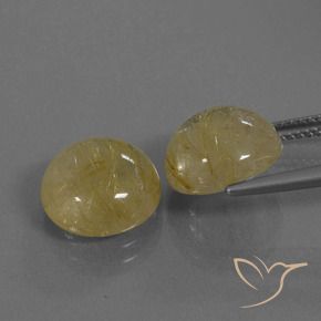Rutile Quartz Gemstones in 11 mm (calibrated) Size for Sale, Rutile Quartz Stones in Earthy Yellow Color
