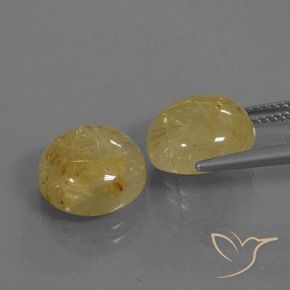 Rutile Quartz Gemstones in 11 mm (calibrated) Size for Sale, Rutile Quartz Stones in Medium Yellow Color