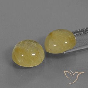 Rutile Quartz Gemstones in 11 mm (calibrated) Size for Sale, Rutile Quartz Stones in Medium Yellow Color