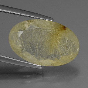 Banana Yellow Рутиловый Кварц Камень - 7.9ct Фасетный Овал (ID: 443231)